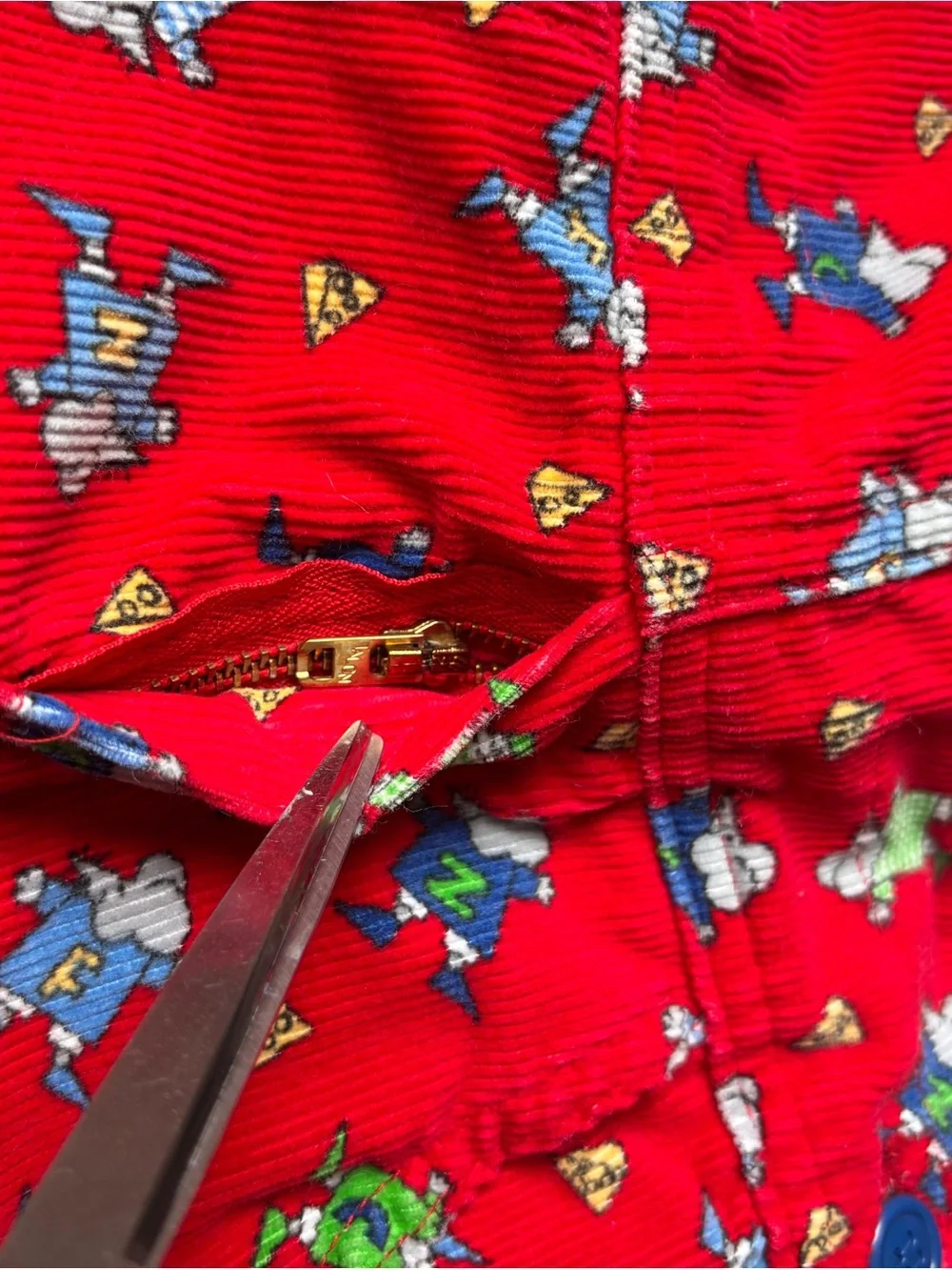 Vintage Oshkosh B’gosh Red Kids' Corduroy Overalls with Playful Animal Print